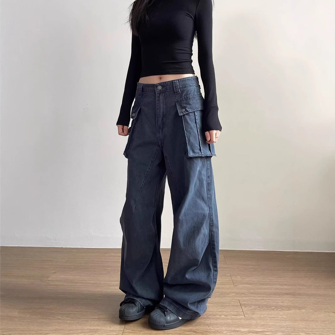 Women's Jeans Retro Women's Spring and Summer Loose Tooling Jeans