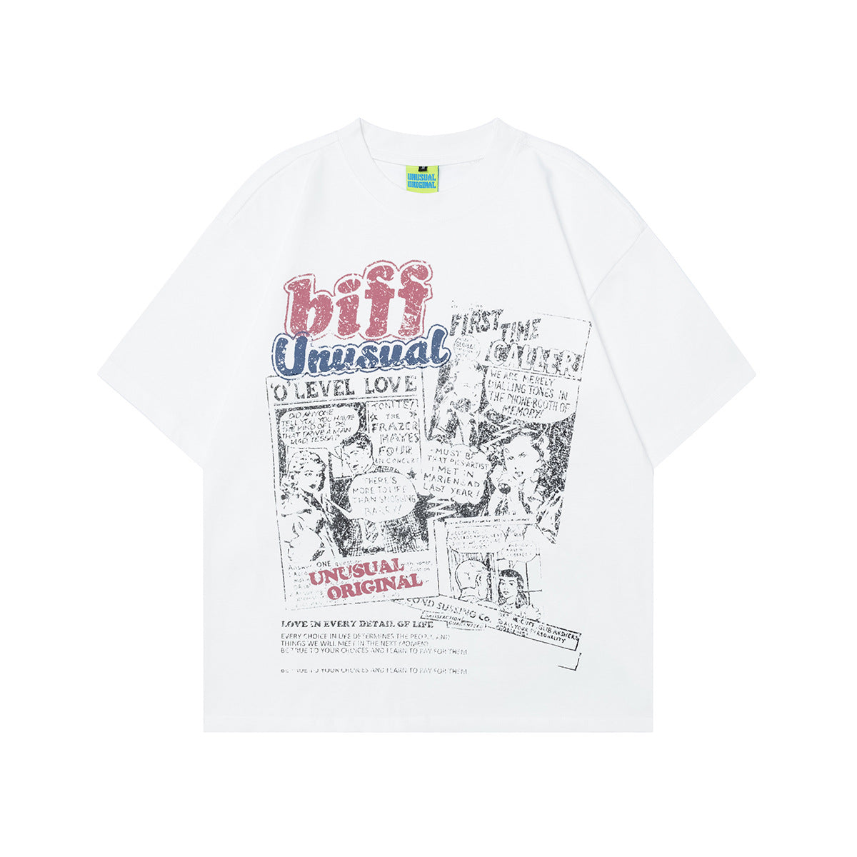 Unisex T-shirts Summer Magazine Creative Comic Men's Loose Short Sleeve T-Shirt