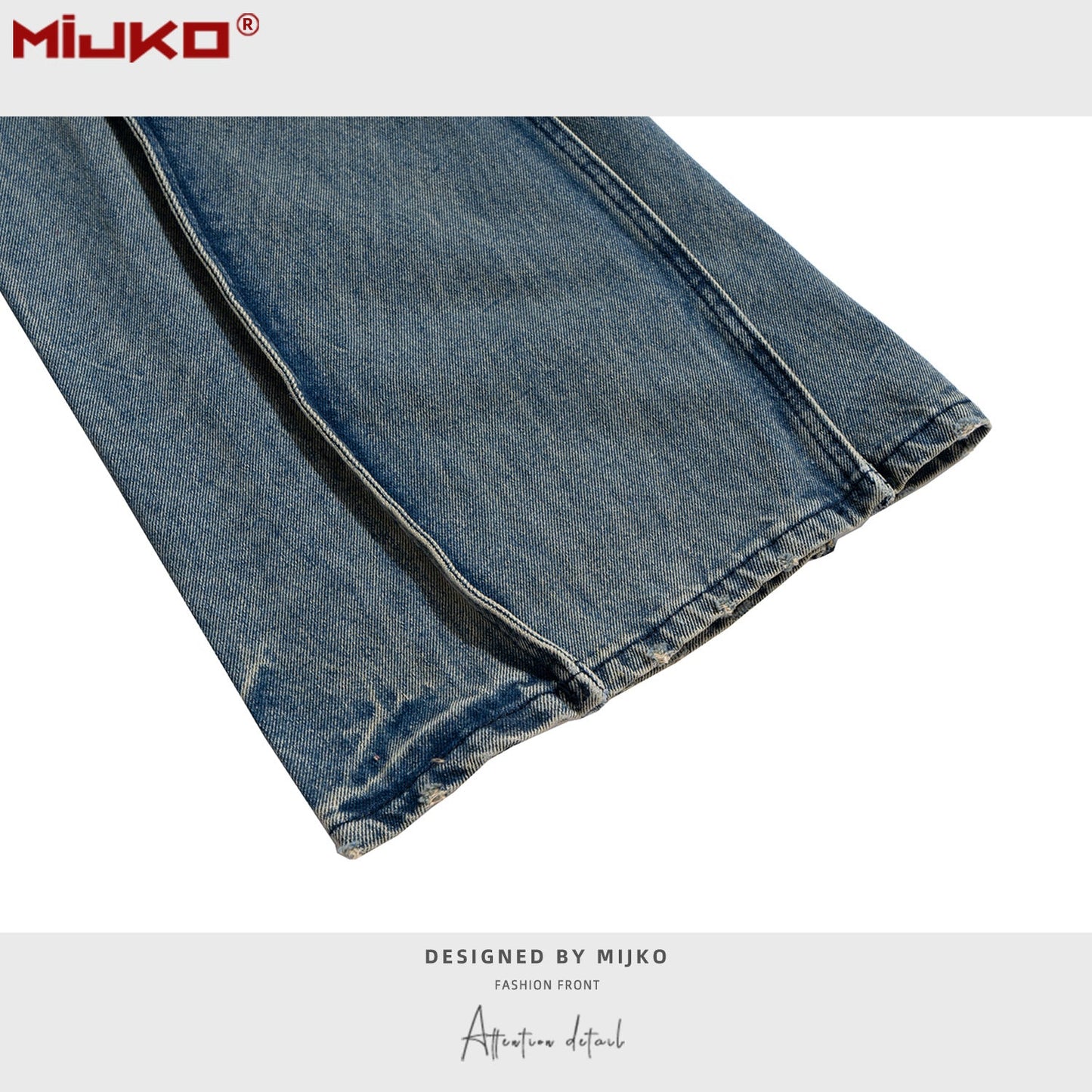MIJKO Mens Vintage Pants Stretch Old Jeans