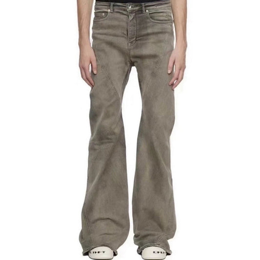 MIJKO Mens Vintage Pants Distressed High-stretch Bootcut jeans