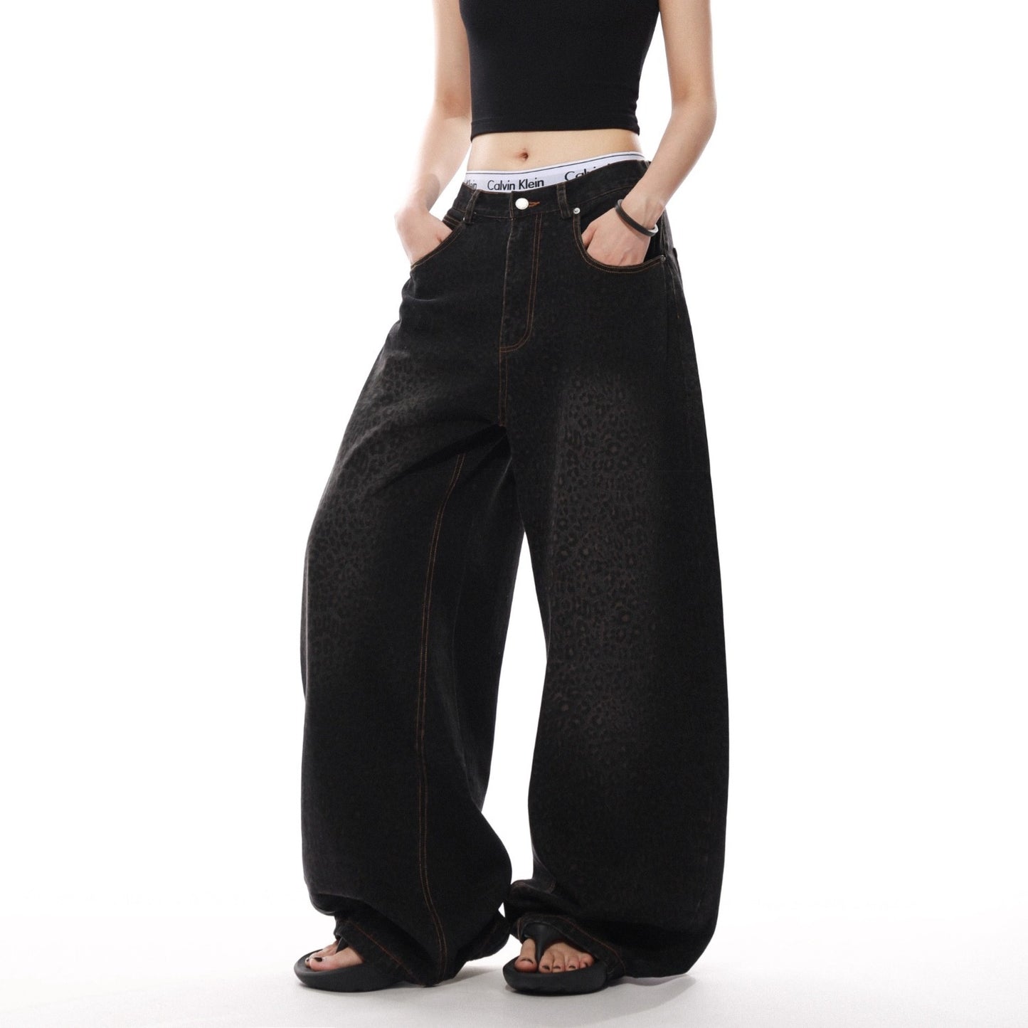 Women jeans retro leopard print women loose