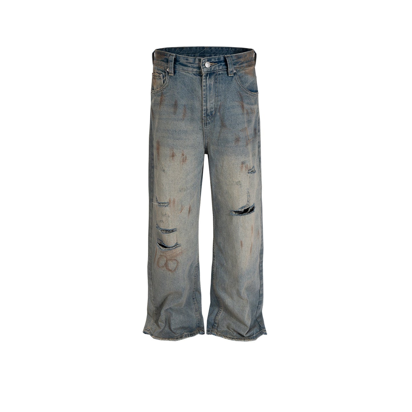MIJKO Men's Vintage Pants MIJKO Rust-dyed white trousers men's and women's jeans