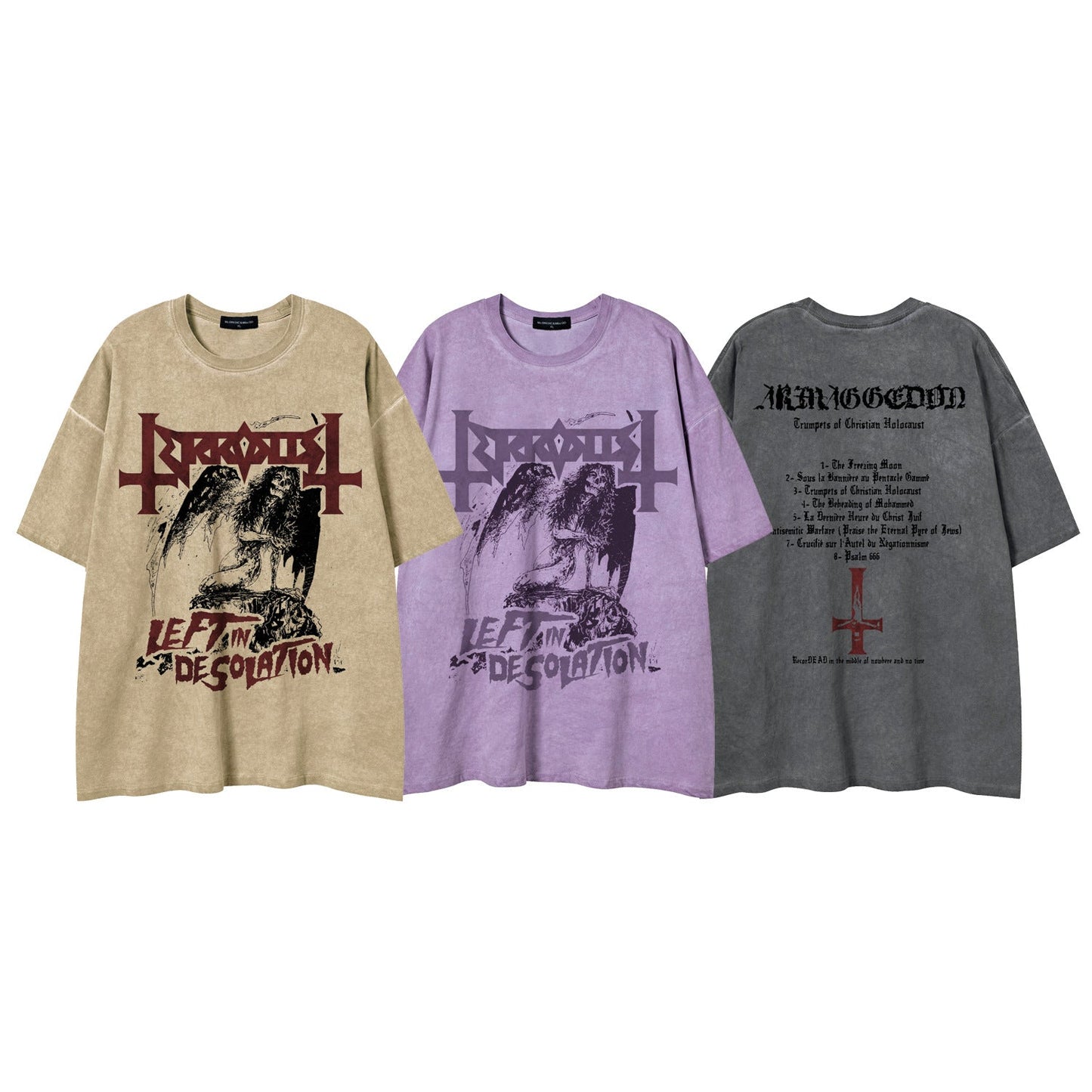 Unisex T-shirts Street Wash Old Character Summer Short Sleeve T-Shirts