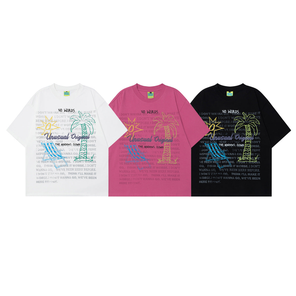 Unisex T-shirts Summer Hand-drawn Comic Men's Loose Crew Neck Short Sleeve T-Shirt