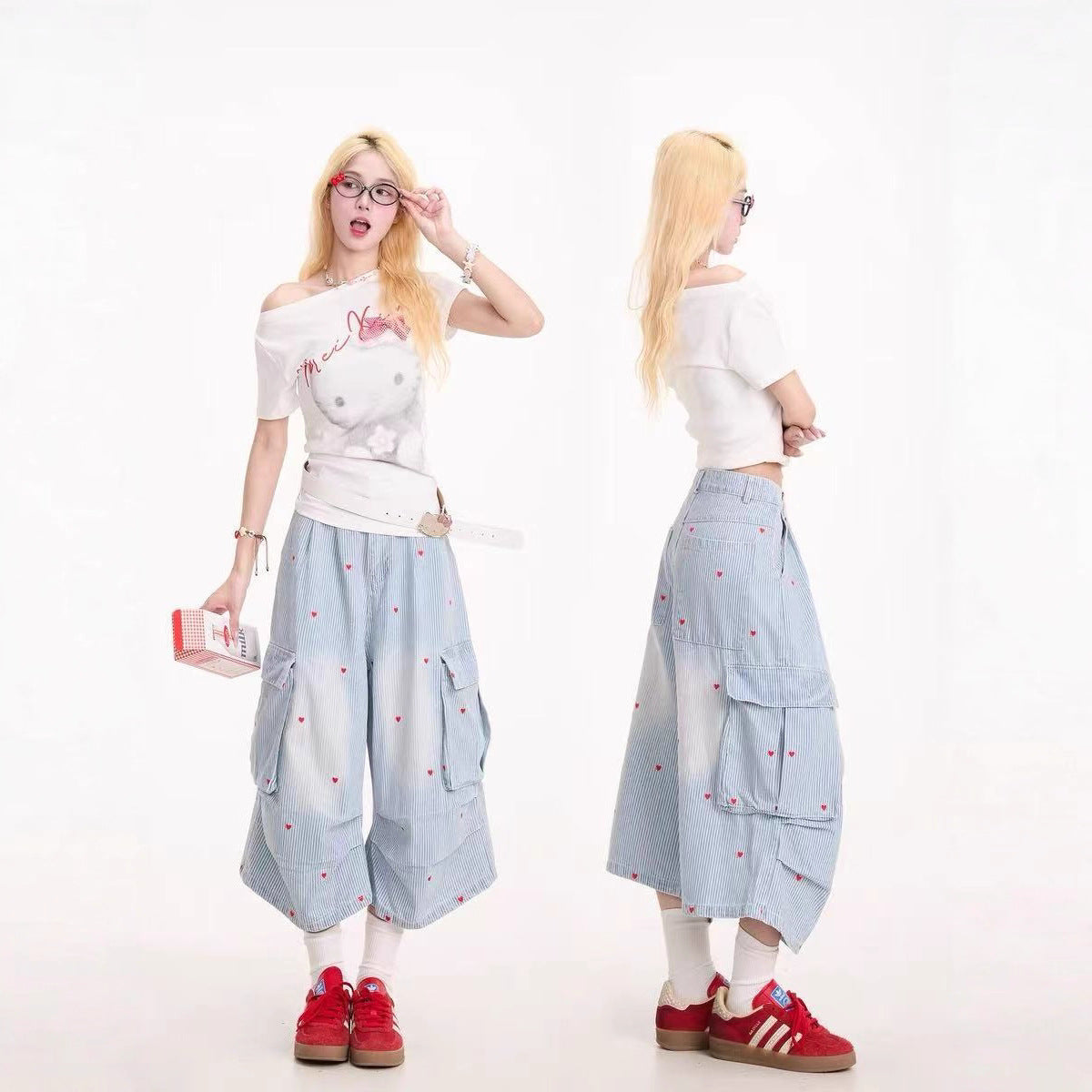 Women jeans jeans summer loose tooling shorts