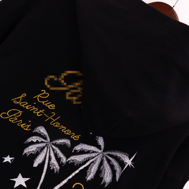Palm Angels Hoodie Coconut Tree Pin Embroidered Hooded Sweater