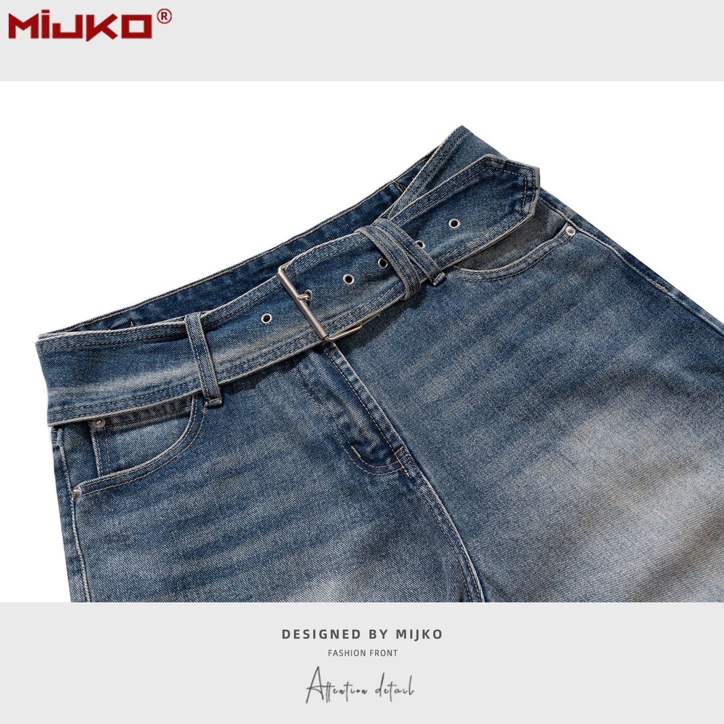 MIJKO Mens Vintage Pants Straight Loose Jeans
