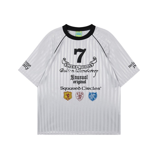 Unisex T-shirts Summer Football Striped Men's Loose Short Sleeve T-Shirt