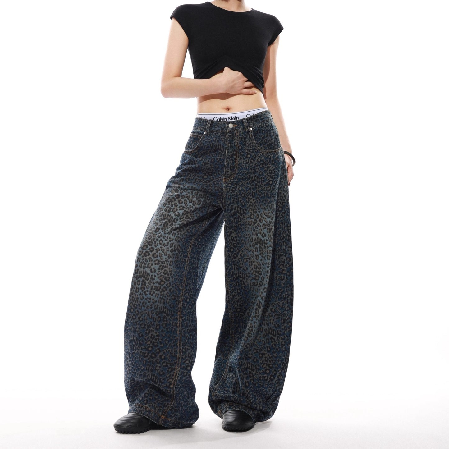 Women jeans retro leopard print women loose