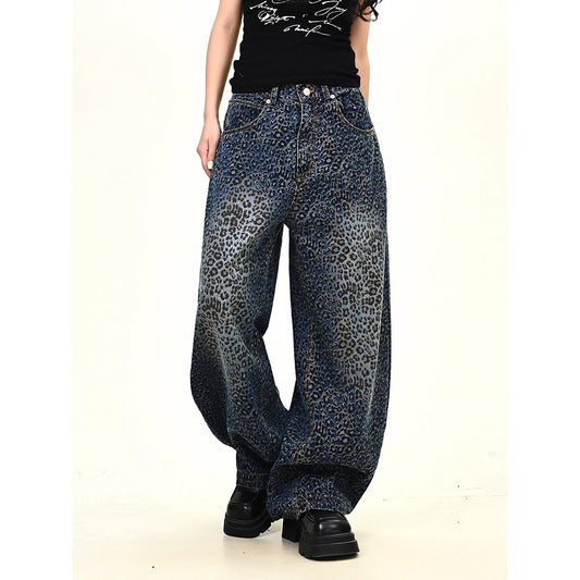 Women jeans leopard print jeans women loose