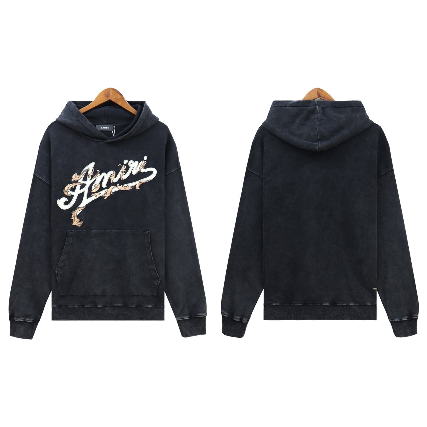 Amiri Hoodie AMI Botanical Letter Pattern Crew Neck Pullover Long Sleeve