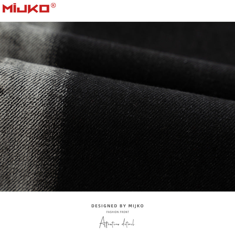 MIJKO Mens Vintage Pants Washed Old Bootcut Jeans