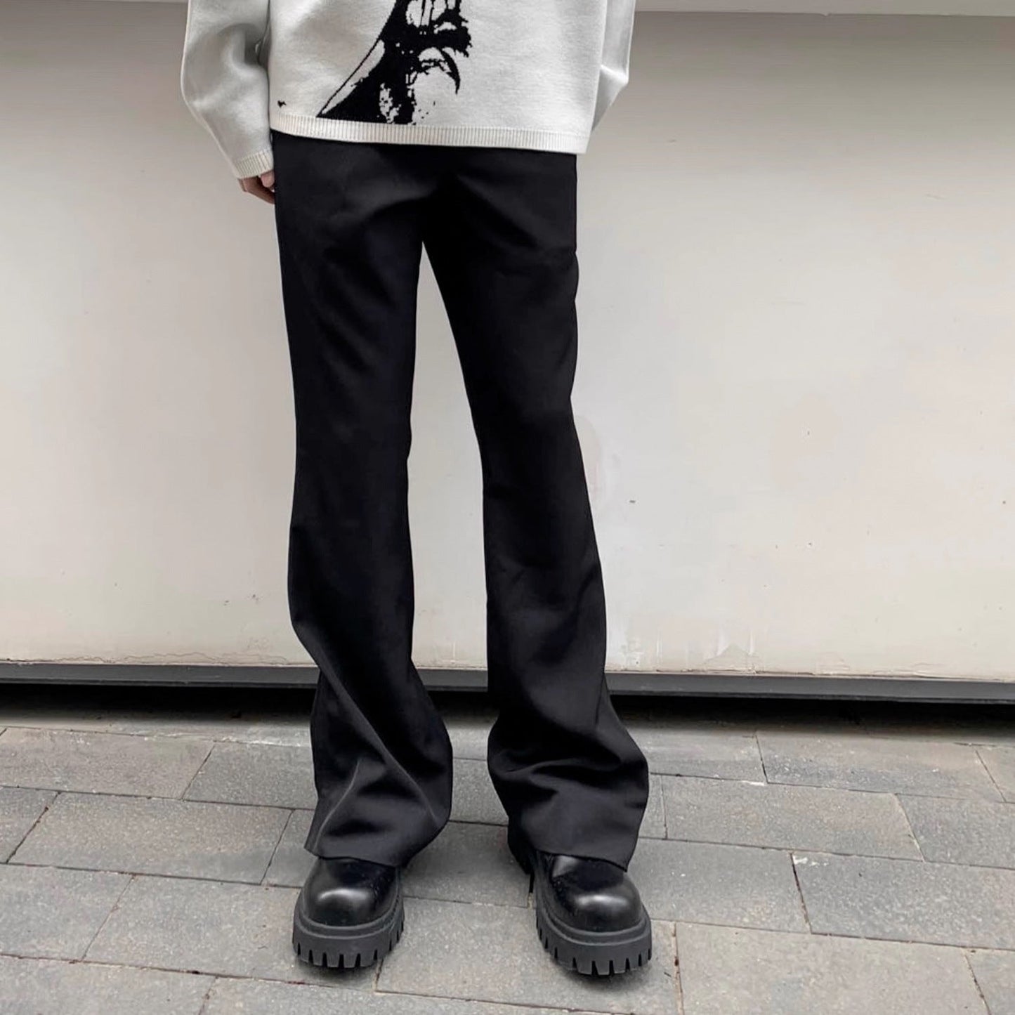 MIJKO Men's Vintage Pants MIJKO Men's Women's Trousers Slit-slit micro-pull pants