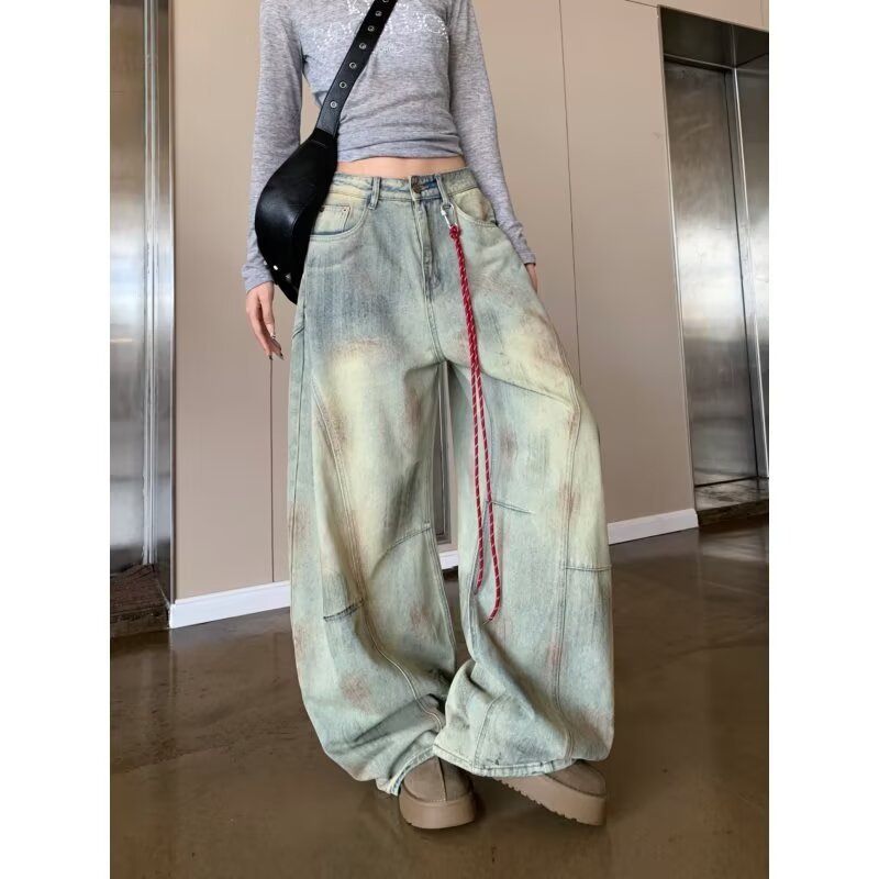 Women's jeans [free pendant] retro women's loose pants