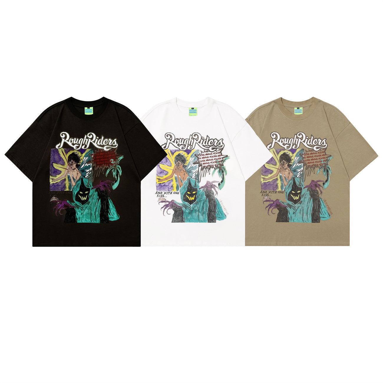 Unisex T-shirts Summer Men's and Women's Street Color Painting Loose Short Sleeve T-Shirt