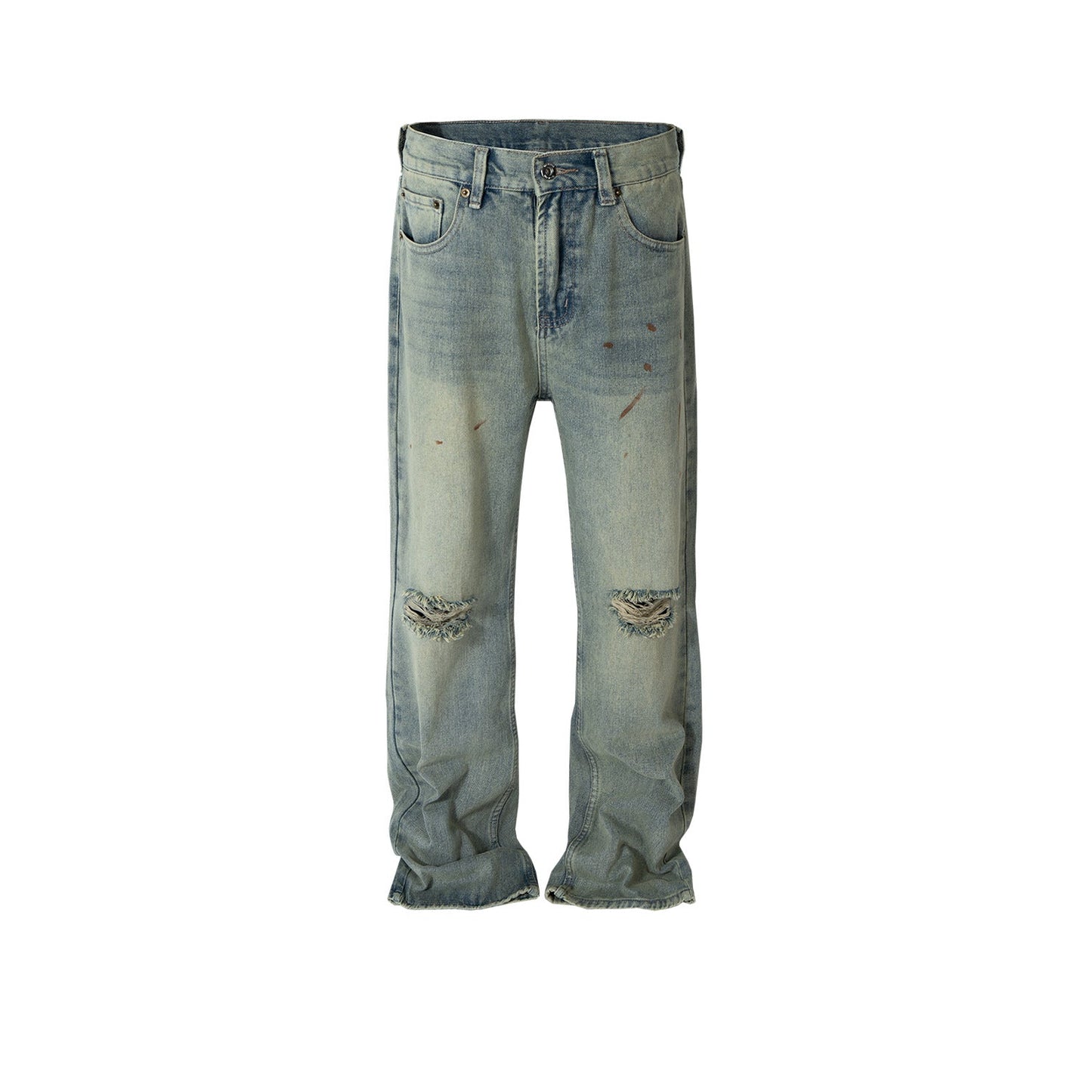 MIJKO Men Vintage Pants MIJKO Design Trousers Ripped Old Jeans