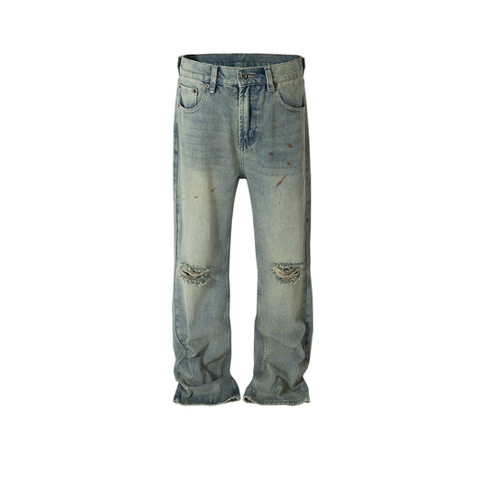 MIJKO Men Vintage Pants MIJKO Design Trousers Ripped Old Jeans