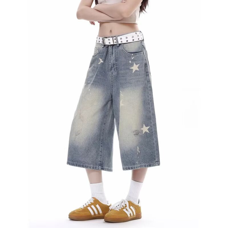 Women's Jeans Vintage Women's Summer Loose Denim Cropped Pants