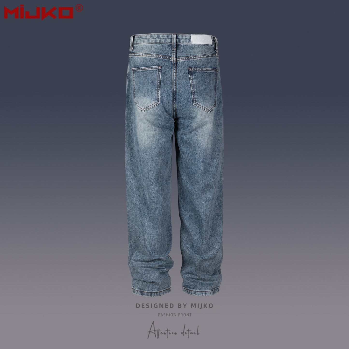 MIJKO Mens Vintage Pants Washed Old Unisex Jeans