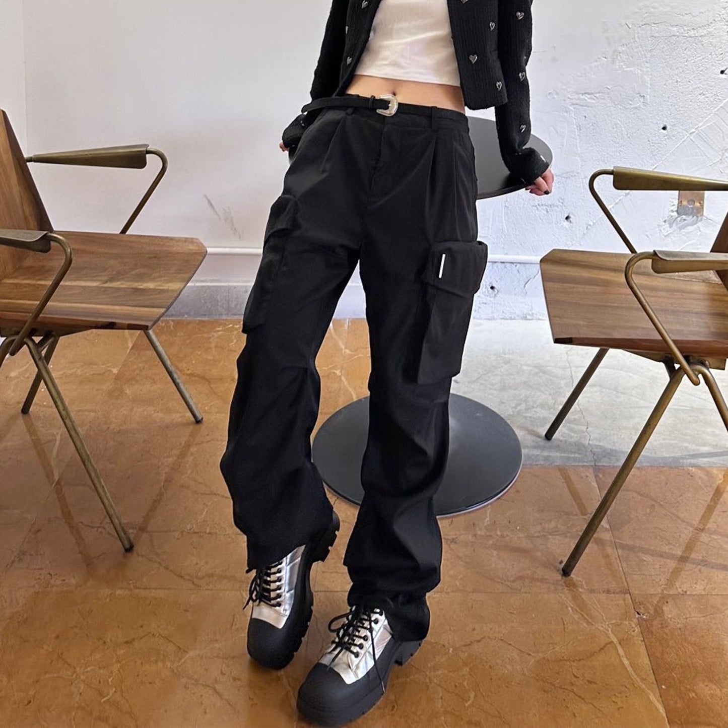 MIJKO Men's Vintage Pants MIJKO Men's Women's Tooling Pants Pleated Casual Pants