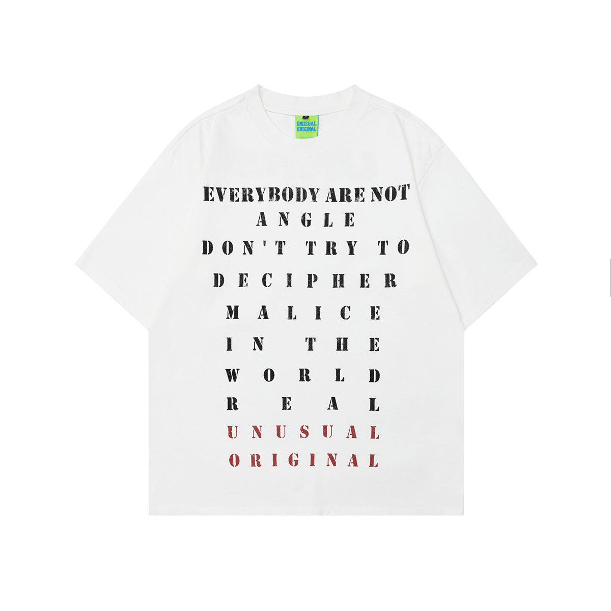 Unisex T-shirts Summer Alphabet Chart Washed Old Men's Loose Round Short Sleeve T