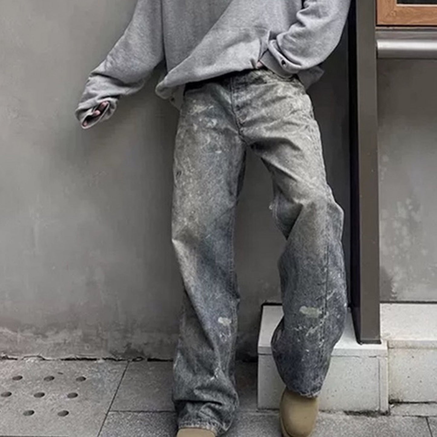 MIJKO Men's Vintage Pants MIJKO Men's Women's High Street Straight Pants Jeans