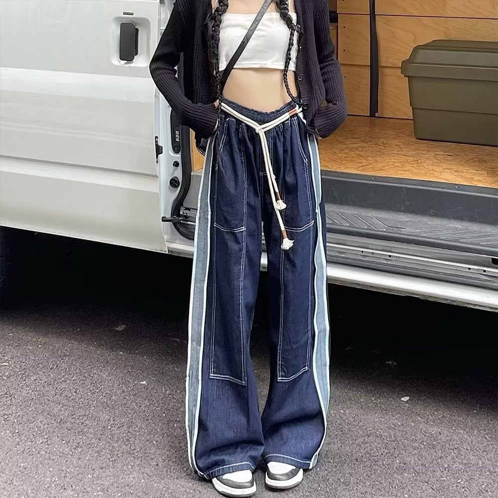 Women jeans hong kong style hemp rope women's clothing