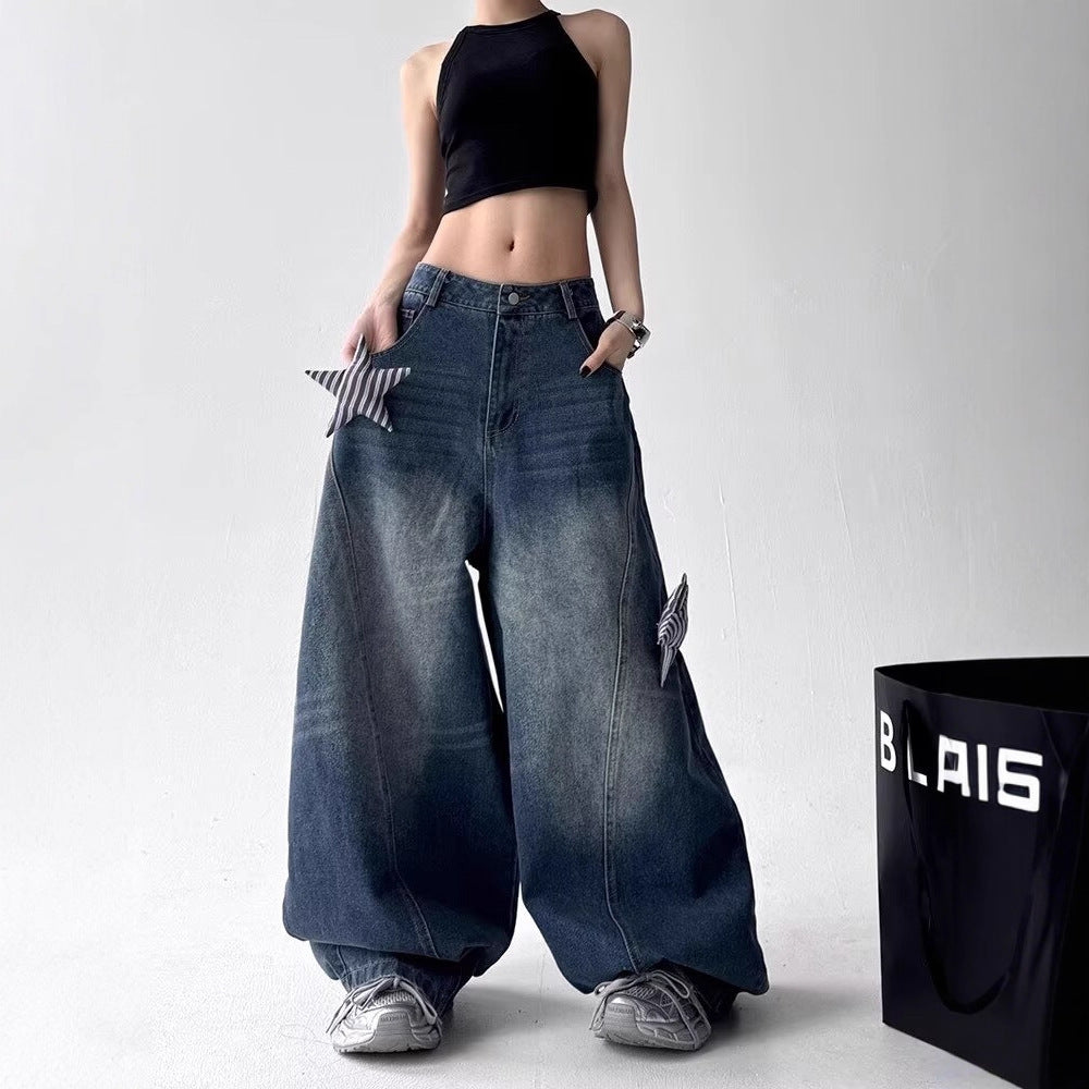 Women's Jeans Star Jeans Women's Loose Straight Wide Leg Pants