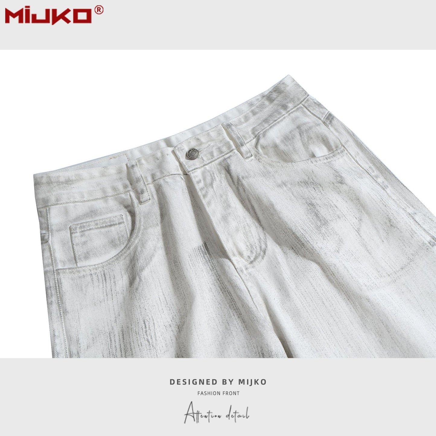 MIJKO Mens Vintage Pants Ripped Ripped Straight Jeans