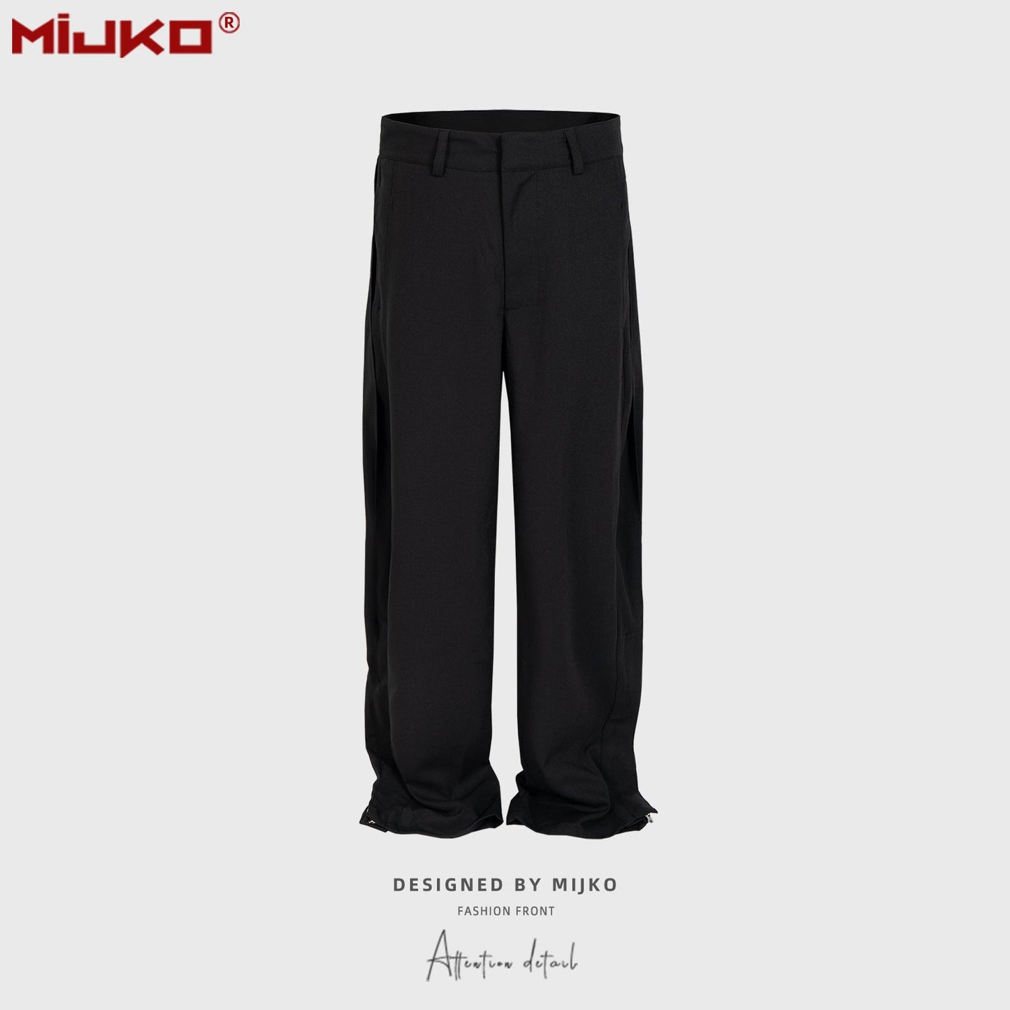 MIJKO Men Vintage Pants Splicing Optional Wide-Foot Zipper Pants Casual Pants