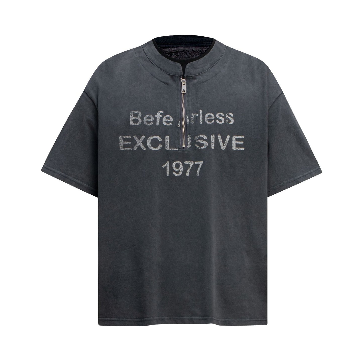 Unisex T-shirts Summer Fake Two-Letter Men's Loose Short Sleeve T-Shirt