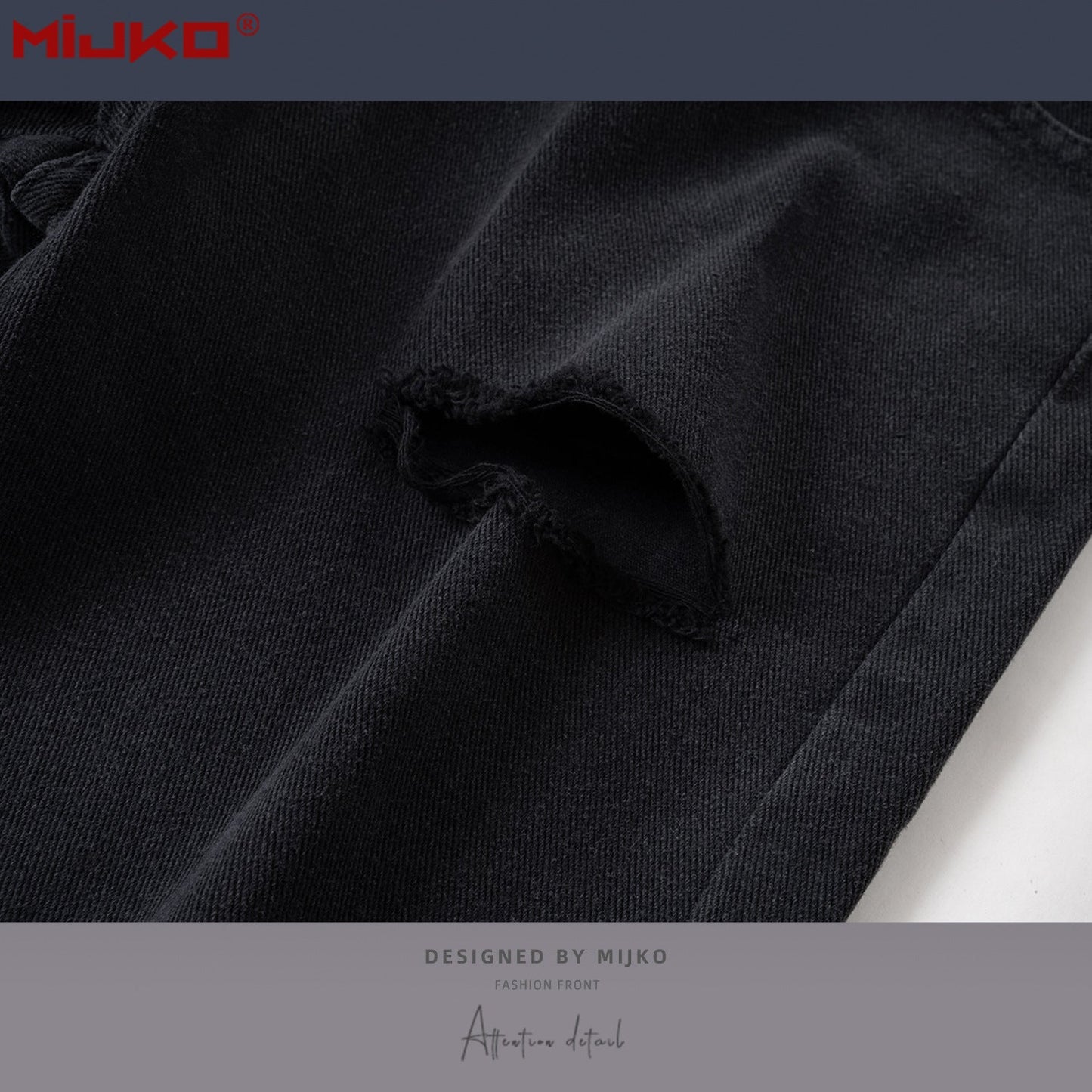 MIJKO Mens Vintage Pants Splicing Knife Cut Ripped Unisex Jeans