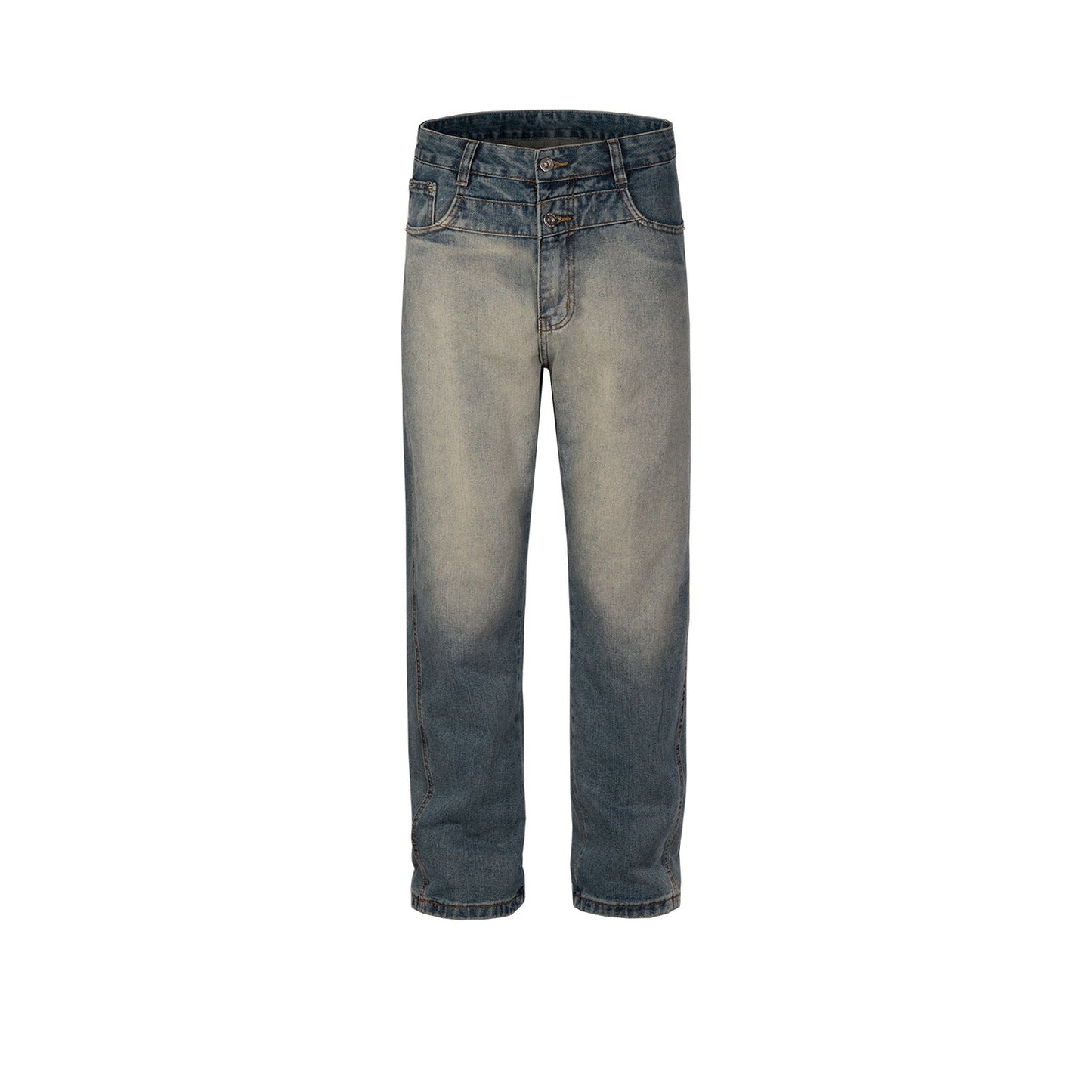 MIJKO Men's Vintage Pants MIJKO Trousers Men's and Women's Washed Straight Jeans
