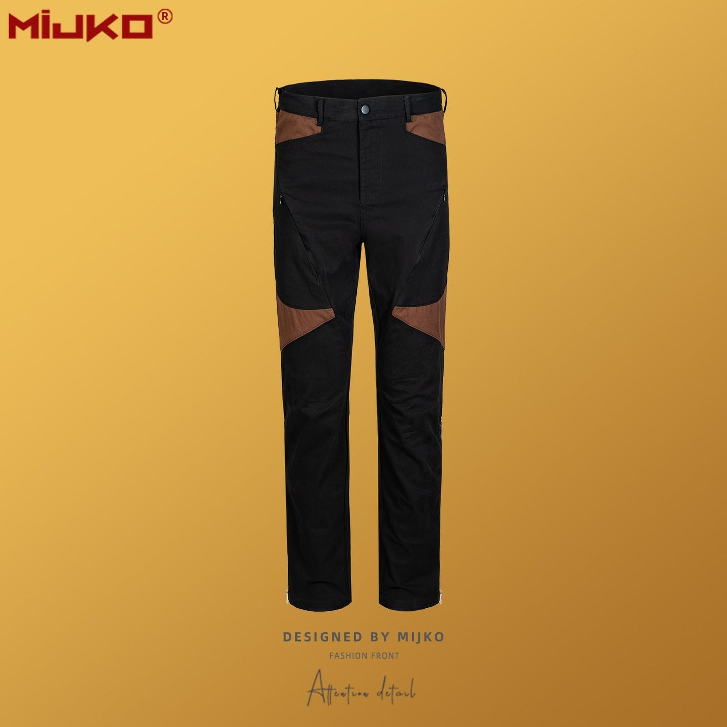 MIJKO Mens Vintage Pants Zip Casual Wide-footed Pants