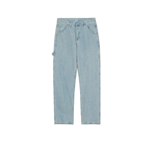 MIJKO Men's Vintage Pants MIJKO Men's Straight Pants High Street Washed Jeans