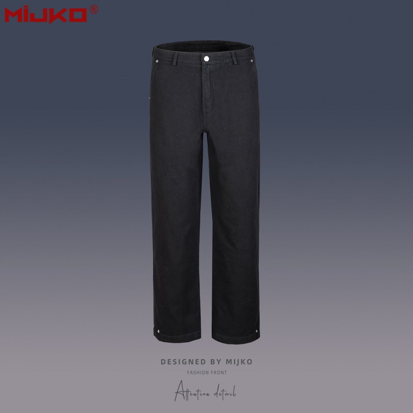 MIJKO Mens Vintage Pants Black Denim Casual Pants