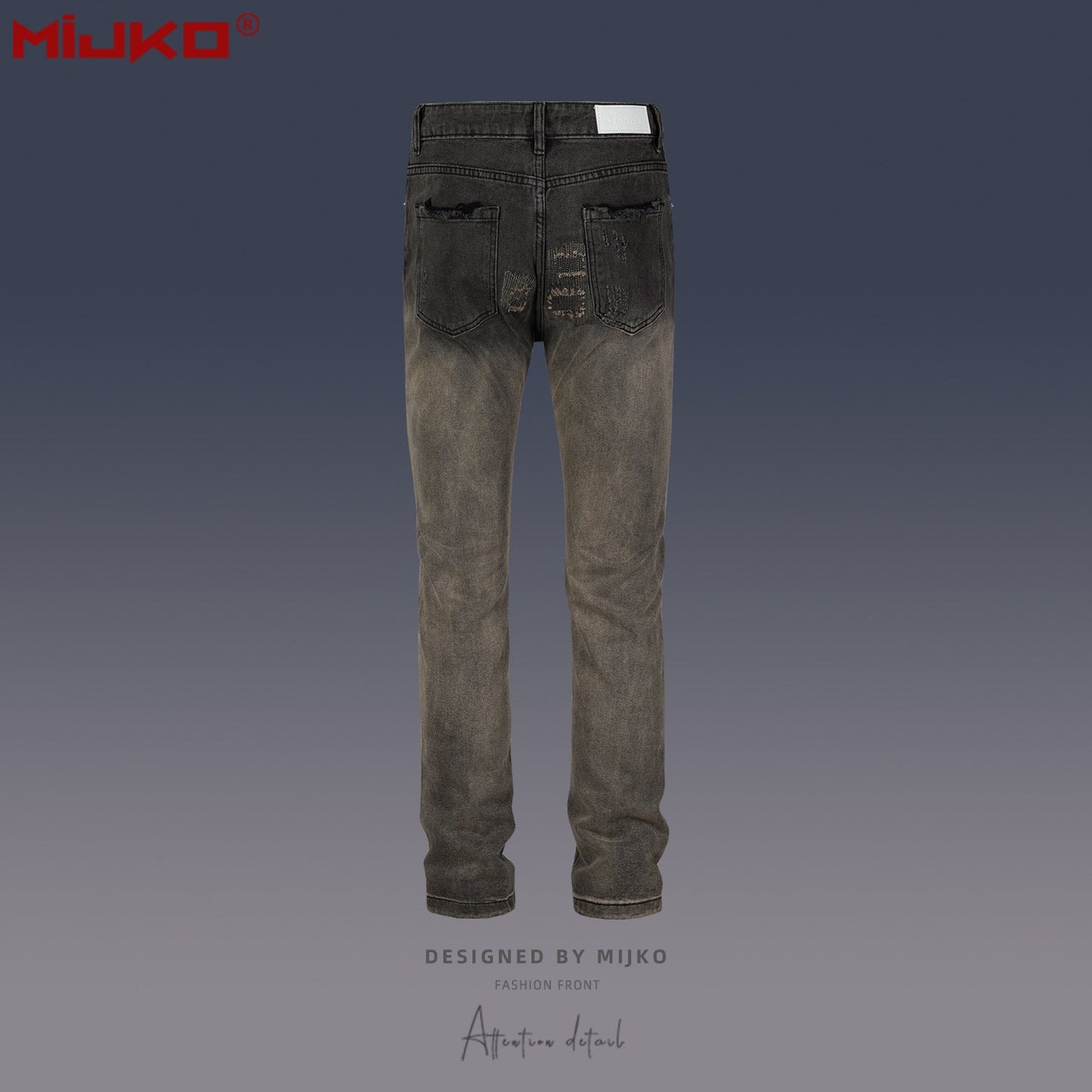 MIJKO Mens Vintage Pants Vintage Patch Unisex Jeans