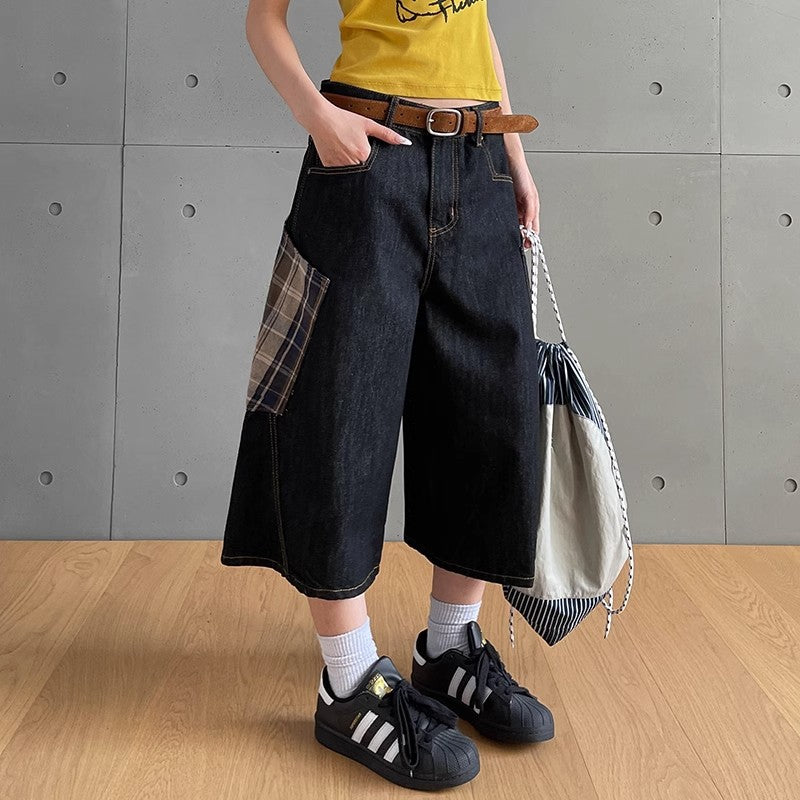 Women jeans retro cropped pants