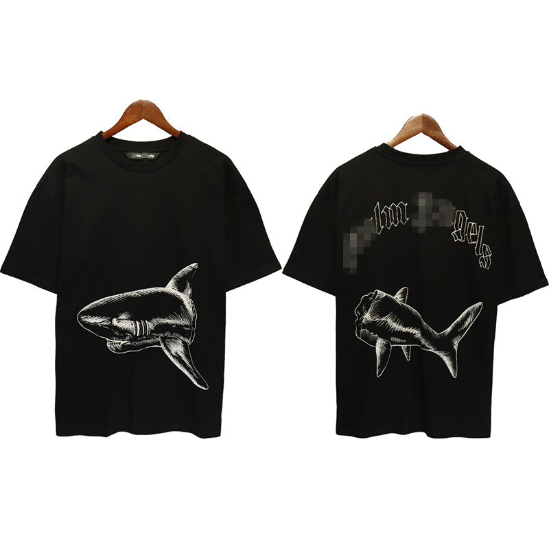 Palm Angels T Shirts Sketch Break Shark Alphabet Short Sleeve T-Shirt