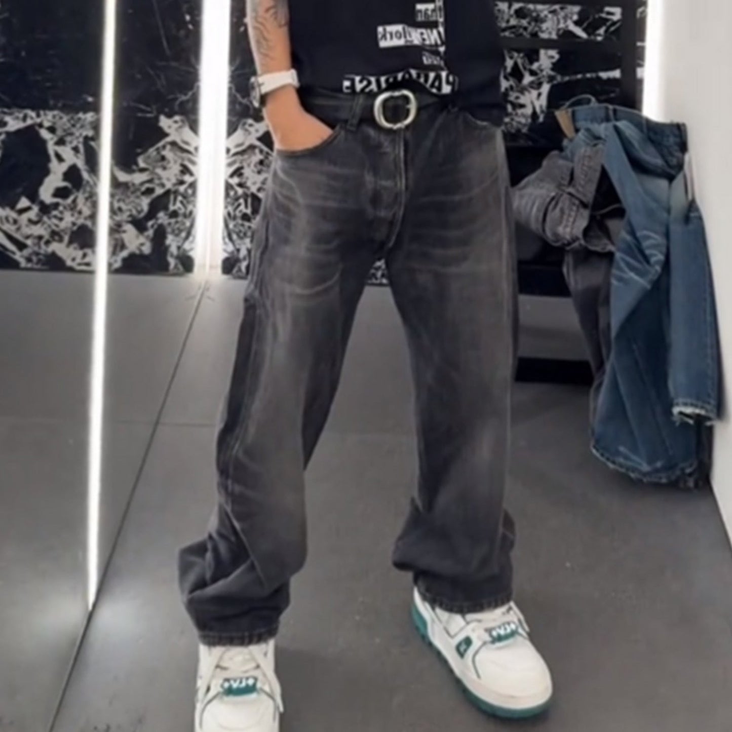 MIJKO Men Vintage Pants MIJKO Trousers Trendy Washed Straight Jeans