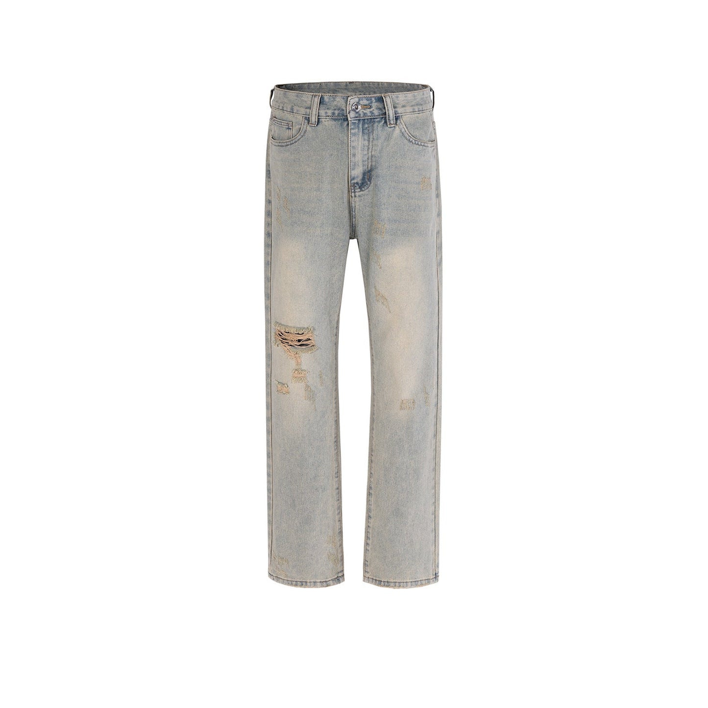 MIJKO Men Vintage Pants MIJKO ripped trousers washed with water
