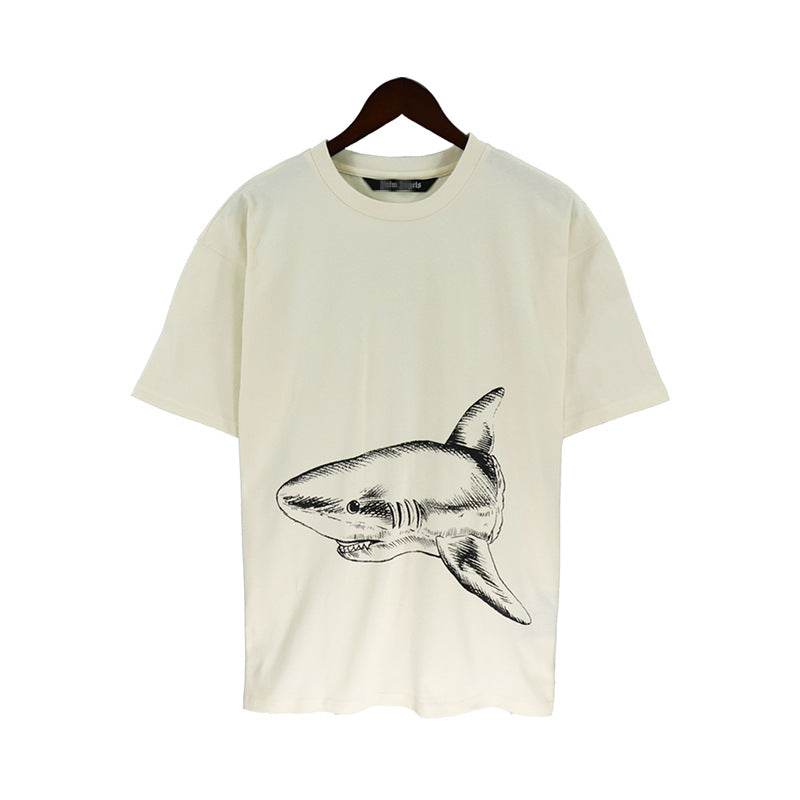 Palm Angels T Shirts Sketch Break Shark Alphabet Short Sleeve T-Shirt