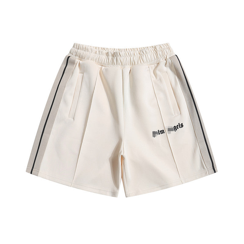 Palm Angels Shorts Flocking Alphabet Stripe Color Match Casual Shorts