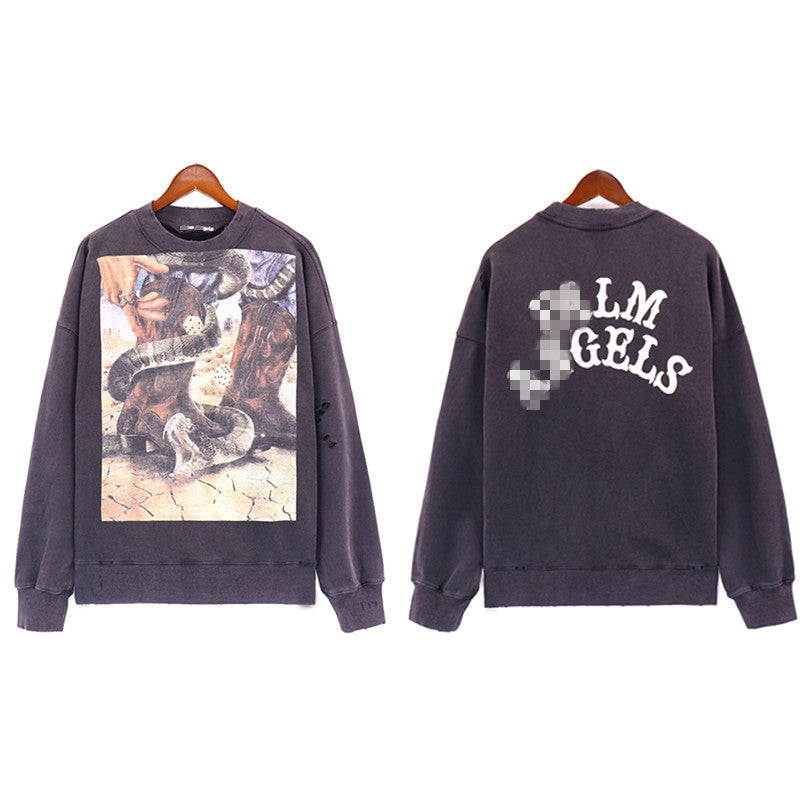 Palm Angle Sweatshirt Art Oil Painting Print Long Sleeve Crew Neck Sweater