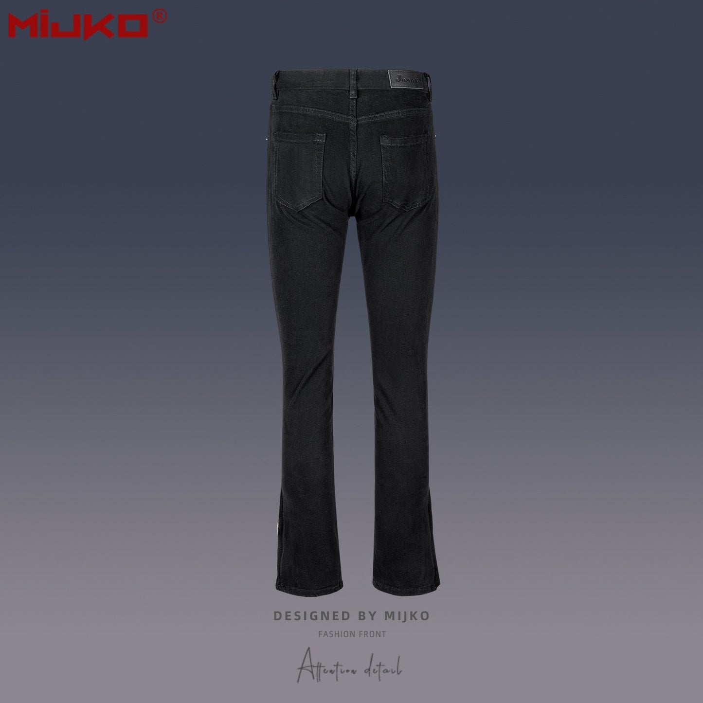 MIJKO Mens Vintage Pants Zipper Leg Ripped Unisex Jeans