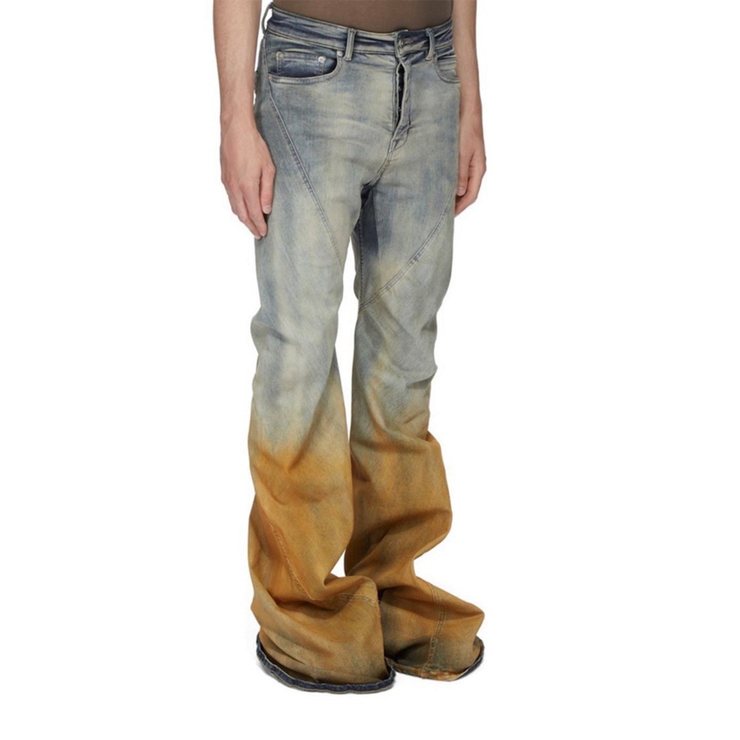 MIJKO Mens Vintage Pants MIJKO Mens Women's RICK Trousers Wide Feet Old Micro-pull Jeans