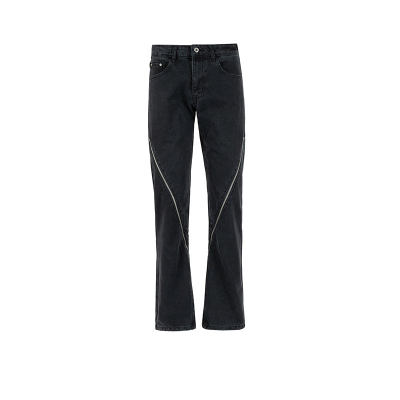 MIJKO Men's Vintage Pants MIJKO autumn and winter zipper trousers men's and women's wide feet