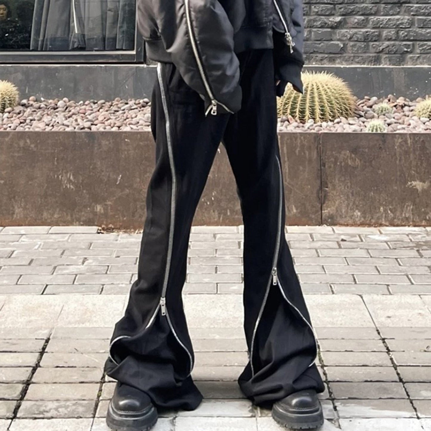 MIJKO Men's Vintage Pants MIJKO Men's Women's Autumn and Winter Pants Zipper Jeans