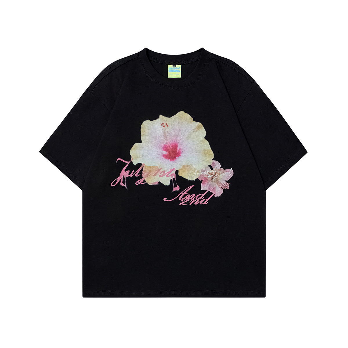 Unisex T-shirts Summer Flowers Men's Loose Short Sleeve T-Shirt