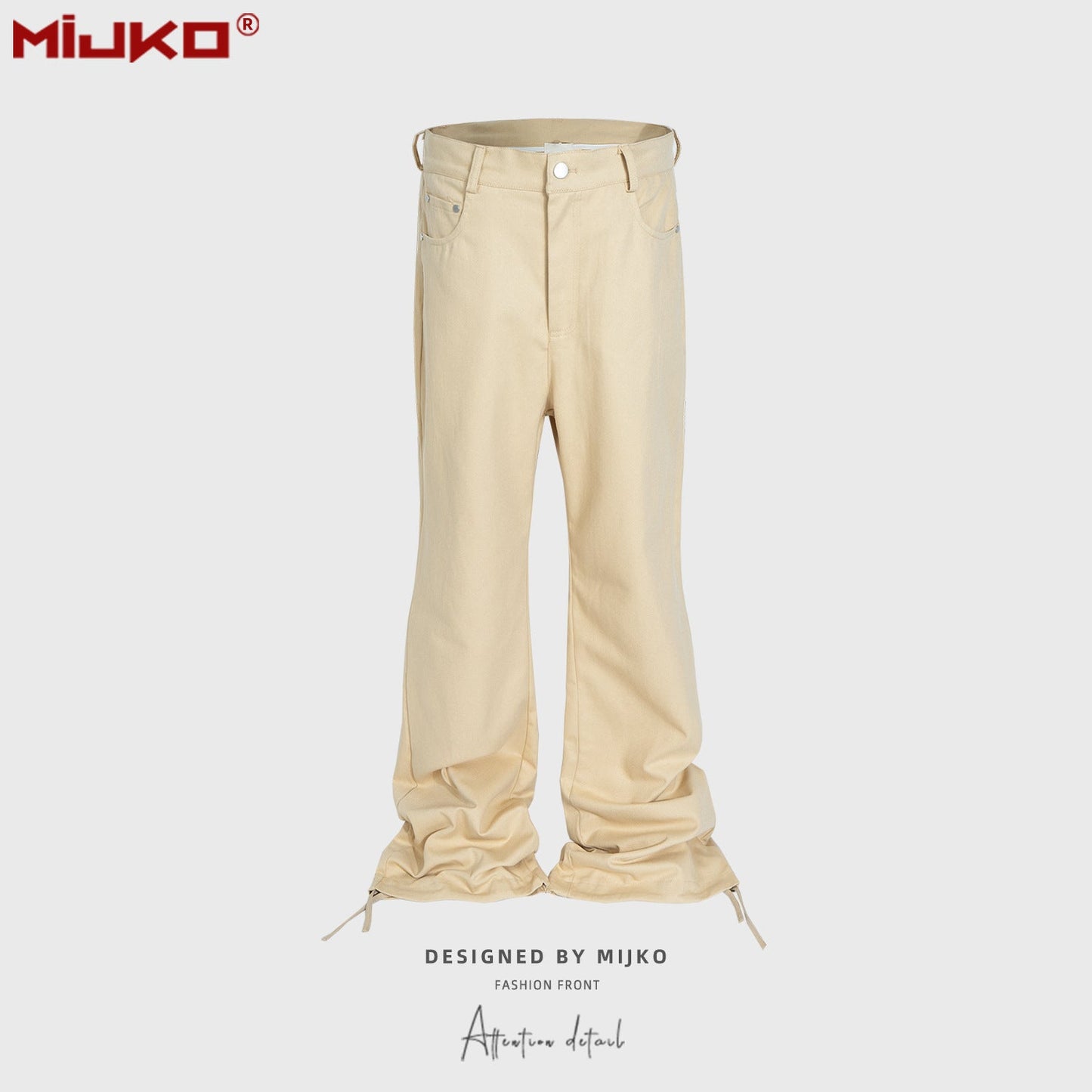 MIJKO Mens Vintage Pants Drawstring Casual Bootcut Pants